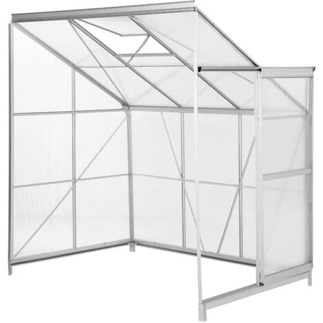 TECTAKE Serre De Jardin Polycarbonate Adoss?e 2,39 M² + 1 Embase En Acier - Blanc Transparent 7 TECTAKE Serre De Jardin Polycarbonate Adoss?e 2,39 M² + 1 Embase En Acier - Blanc Transparent – Image 5