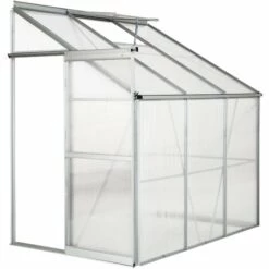 TECTAKE Serre De Jardin Polycarbonate Adoss?e 2,39 M² + 1 Lucarne - Blanc Transparent