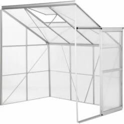 TECTAKE Serre De Jardin Polycarbonate Adoss?e 2,39 M² + 1 Lucarne - Blanc Transparent -TECTAKE Soldes 2022 7514490 3