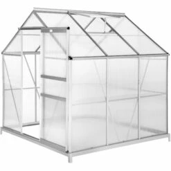 TECTAKE Serre De Jardin Polycarbonate 3,7 M² + 1 Embase En Acier - Blanc Transparent 9 TECTAKE Serre De Jardin Polycarbonate 3,7 M² + 1 Embase En Acier - Blanc Transparent -TECTAKE Soldes 2022 7514492 3