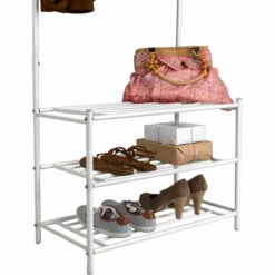 TECTAKE Meuble D'entrée ? Chaussures Et Porte Manteaux En Acier 66 Cm X 187 Cm X 33 Cm Blanc - Blanc -TECTAKE Soldes 2022 7514499 5