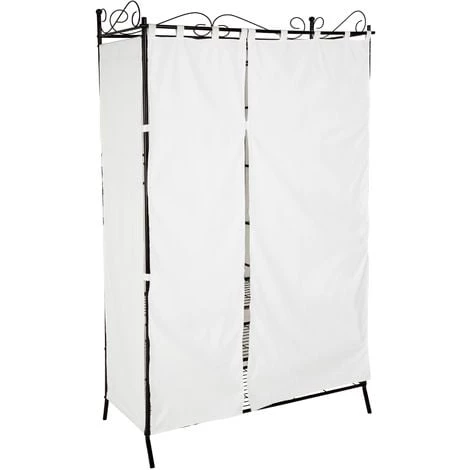 TECTAKE Armoire De Rangement, Meuble Penderie ? 7 Compartiments ? Rideau + 1 Tringle En Acier 112 Cm X 207 Cm X 57 Cm - Noir 5 TECTAKE Armoire De Rangement, Meuble Penderie ? 7 Compartiments ? Rideau + 1 Tringle En Acier 112 Cm X 207 Cm X 57 Cm - Noir – Image 3