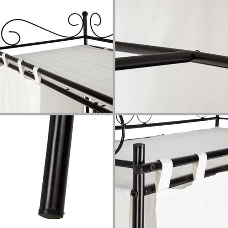 TECTAKE Armoire De Rangement, Meuble Penderie ? 7 Compartiments ? Rideau + 1 Tringle En Acier 112 Cm X 207 Cm X 57 Cm - Noir 6 TECTAKE Armoire De Rangement, Meuble Penderie ? 7 Compartiments ? Rideau + 1 Tringle En Acier 112 Cm X 207 Cm X 57 Cm - Noir – Image 4