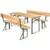 TECTAKE 1 Table Pliante Et 2 Bancs Camping Et Réception Avec Dossier En Bois Et Acier 176 Cm X 69 Cm X 76 Cm - Marron -TECTAKE Soldes 2022 7514512 1
