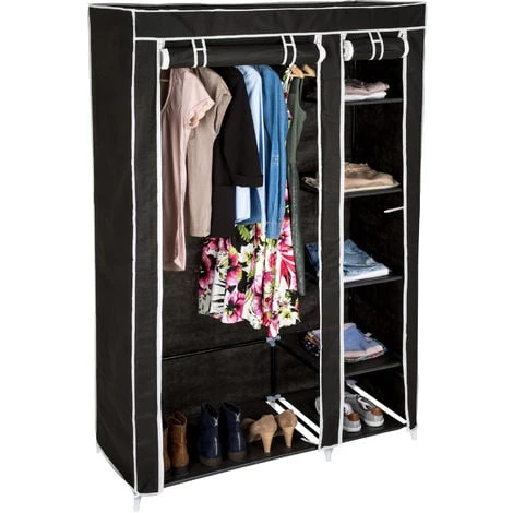 TECTAKE Armoire Penderie ? 6 Compartiments En Tissu 107 Cm X 175 Cm X 45 Cm Noir - Noir 4 TECTAKE Armoire Penderie ? 6 Compartiments En Tissu 107 Cm X 175 Cm X 45 Cm Noir - Noir – Image 2
