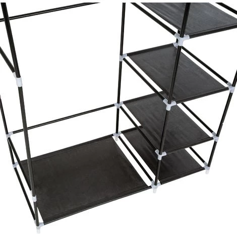 TECTAKE Armoire Penderie ? 6 Compartiments En Tissu 107 Cm X 175 Cm X 45 Cm Noir - Noir 6 TECTAKE Armoire Penderie ? 6 Compartiments En Tissu 107 Cm X 175 Cm X 45 Cm Noir - Noir – Image 4