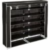TECTAKE Meuble à Chaussures 6 Etagères En Tissu Pour 24 Paires De Chaussures 115 Cm X 110 Cm X 28 Cm Noir - Noir -TECTAKE Soldes 2022 7514525 1