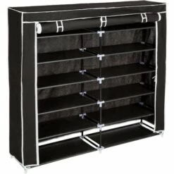 TECTAKE Meuble à Chaussures 6 Etagères En Tissu Pour 24 Paires De Chaussures 115 Cm X 110 Cm X 28 Cm Noir - Noir