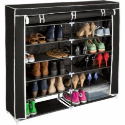 TECTAKE Meuble à Chaussures 6 Etagères En Tissu Pour 24 Paires De Chaussures 115 Cm X 110 Cm X 28 Cm Noir - Noir -TECTAKE Soldes 2022 7514525 3