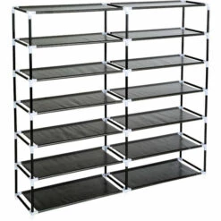 TECTAKE Meuble à Chaussures 6 Etagères En Tissu Pour 24 Paires De Chaussures 115 Cm X 110 Cm X 28 Cm Noir - Noir -TECTAKE Soldes 2022 7514525 4