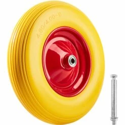TECTAKE Roue De Brouette Increvable Ø 39 Cm En Caoutchouc Plein - Jaune