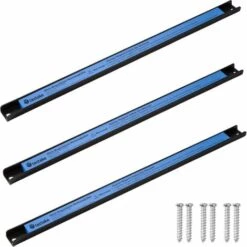 TECTAKE Set De 3 Barres De Rangement Outils Murales 46 Cm En Acier Bleu - Noir/bleu