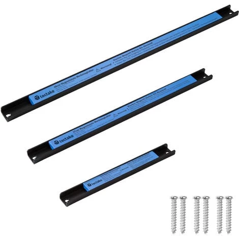 TECTAKE Set De 3 Barres De Rangement Outils Murales 3 Tailles Différentes En Acier Bleu - Noir/bleu 3 TECTAKE Set De 3 Barres De Rangement Outils Murales 3 Tailles Différentes En Acier Bleu - Noir/bleu