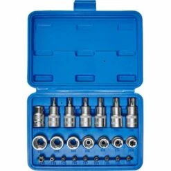 TECTAKE Coffret à Outils 23 Pièces Douilles Torx Femelle + Torx Mâle En Acier Chrome Vanadium - Bleu -TECTAKE Soldes 2022 7514582 3