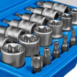 TECTAKE Coffret à Outils 23 Pièces Douilles Torx Femelle + Torx Mâle En Acier Chrome Vanadium - Bleu -TECTAKE Soldes 2022 7514582 4