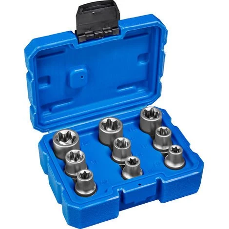 TECTAKE Coffret à Outils 9 Pièces Douilles Torx Femelle En Acier Chrome Vanadium - Bleu 3 TECTAKE Coffret à Outils 9 Pièces Douilles Torx Femelle En Acier Chrome Vanadium - Bleu