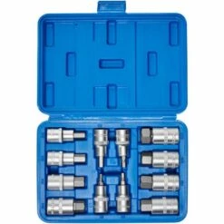 TECTAKE Coffret à Outils 12 Douilles Mâles Pour Clé à Cliquet En Acier Chrome Vanadium - Bleu -TECTAKE Soldes 2022 7514586 3