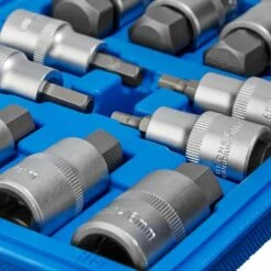 TECTAKE Coffret à Outils 12 Douilles Mâles Pour Clé à Cliquet En Acier Chrome Vanadium - Bleu -TECTAKE Soldes 2022 7514586 4