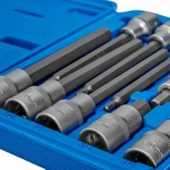 TECTAKE Coffret 12 Pièces Douilles Longues Mâles En Acier Chrome Vanadium - Bleu -TECTAKE Soldes 2022 7514588 4