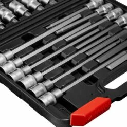 TECTAKE Coffret 30 Douilles Mâles Longues Et Courtes Pour Clé à Cliquet En Acier Chrome Vanadium - Noir/rouge -TECTAKE Soldes 2022 7514591 4