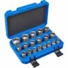 TECTAKE Coffret 19 Douilles Multi Empreintes Pour Clé à Cliquet En Acier Chrome Vanadium - Bleu