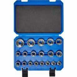 TECTAKE Coffret 19 Douilles Multi Empreintes Pour Clé à Cliquet En Acier Chrome Vanadium - Bleu -TECTAKE Soldes 2022 7514592 3