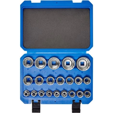 TECTAKE Coffret à Outils 21 Pièces Douilles Femelles 12 Pans En Acier Chrome Vanadium - Bleu 5 TECTAKE Coffret à Outils 21 Pièces Douilles Femelles 12 Pans En Acier Chrome Vanadium - Bleu – Image 3
