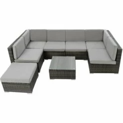 TECTAKE Salon De Jardin VENISE 7 Places Design 6 Fauteuils 1 Tabouret 1 Table En Résine Tressée Gris - Gris 9 TECTAKE Salon De Jardin VENISE 7 Places Design 6 Fauteuils 1 Tabouret 1 Table En Résine Tressée Gris - Gris -TECTAKE Soldes 2022 7514596 3