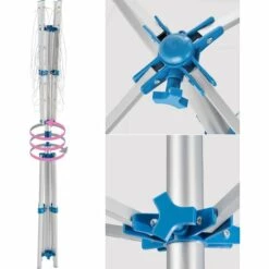 TECTAKE Etendoir à Linge Extèrieur Parapluie Pliable Réglable En Aluminium 102 Cm X 102 Cm X 160 Cm - Gris -TECTAKE Soldes 2022 7514612 4