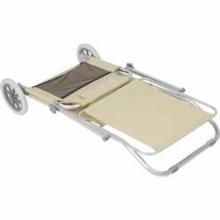 TECTAKE Transat Jardin De Bain Piscine Pliant Réglable à 2 Roues 176 Cm X 62 Cm X 90 Cm En Aluminium + Pare Soleil Beige - Beige -TECTAKE Soldes 2022 7514645 5
