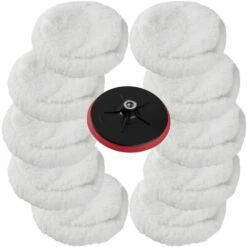 TECTAKE 10 Peaux De Polissage + Disque De Polissage 180 Mm Polisseuse Rotative - Blanc