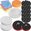 TECTAKE Set 14 Pièces Bonnets èponges Et Disques De Polissage Auto Pour Polisseuse Rotative - Multicolore -TECTAKE Soldes 2022 7560227 1