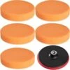 TECTAKE 5 éponges Et 1 Disque De Polissage Auto 150 Mm Pour Polisseuse Rotative - Orange