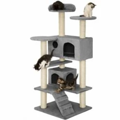 TECTAKE Arbre à Chat MICKI 131 cm - Griffoir, Grattoir Geant, Cadre D´escalade Pour Chat - Gris -TECTAKE Soldes 2022 7560246 3