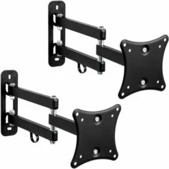 TECTAKE Support Mural TV Orientable Et Inclinable Avec Bras Articulé Pour écran 10" à 24" X 2 - Noir