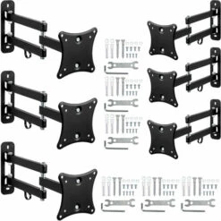 TECTAKE Support Mural TV Orientable Et Inclinable Avec Bras Articulé Pour écran 10" à 24" X 6 - Noir