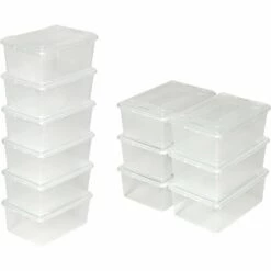 TECTAKE 24 Boites De Rangement En Plastique Transparent 33 Cm X 23 Cm X 12 Cm - Blanc Transparent -TECTAKE Soldes 2022 7560295 3