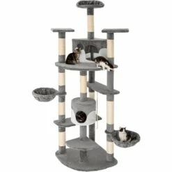 TECTAKE Arbre à Chat NELLY 204 cm - Griffoir, Grattoir Geant, Cadre D´escalade Pour Chat - Gris/blanc -TECTAKE Soldes 2022 7560298 3