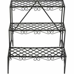 TECTAKE Escalier Etagère Porte Plantes Fleurs 3 Marches En Fer Thermo Laqué - 60 Cm X 60 Cm X 60 Cm - Noir - Noir -TECTAKE Soldes 2022 7603932 3