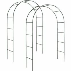 TECTAKE Soldes 2022 15 TECTAKE 2 Arches De Jardin Pour Plantes Grimpantes Et Rosiers - 240 X 140 Cm - En Acier Vert Foncé - Vert