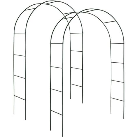 TECTAKE 2 Arches De Jardin Pour Plantes Grimpantes Et Rosiers - 240 X 140 Cm - En Acier Vert Foncé - Vert 3 TECTAKE 2 Arches De Jardin Pour Plantes Grimpantes Et Rosiers - 240 X 140 Cm - En Acier Vert Foncé - Vert