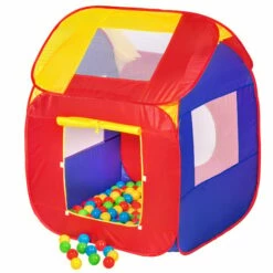 TECTAKE Piscine à Balles Cabane Maison Tente Pop-Up De Jeux Pour Enfant 86 Cm X 84 Cm X 102 Cm Multicolore - Multicolore
