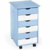 TECTAKE Caisson à Roulettes De Bureau 6 Tiroirs 65 Cm X 36 Cm X 40 Cm Blanc Bleu - Bleu