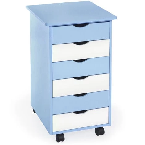 TECTAKE Caisson à Roulettes De Bureau 6 Tiroirs 65 Cm X 36 Cm X 40 Cm Blanc Bleu - Bleu 3 TECTAKE Caisson à Roulettes De Bureau 6 Tiroirs 65 Cm X 36 Cm X 40 Cm Blanc Bleu - Bleu