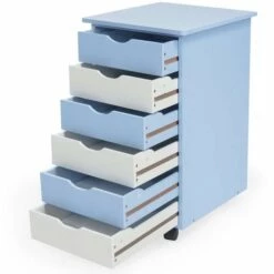 TECTAKE Caisson à Roulettes De Bureau 6 Tiroirs 65 Cm X 36 Cm X 40 Cm Blanc Bleu - Bleu 10 TECTAKE Caisson à Roulettes De Bureau 6 Tiroirs 65 Cm X 36 Cm X 40 Cm Blanc Bleu - Bleu -TECTAKE Soldes 2022 7643926 4