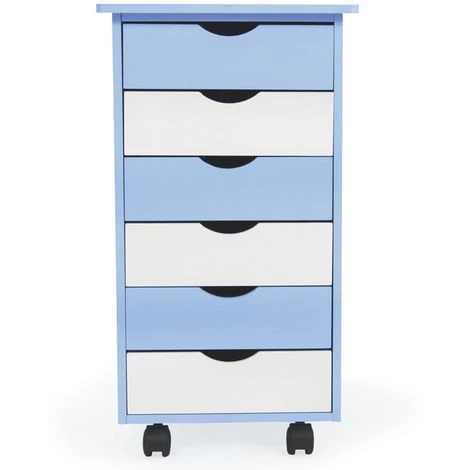 TECTAKE Caisson à Roulettes De Bureau 6 Tiroirs 65 Cm X 36 Cm X 40 Cm Blanc Bleu - Bleu 7 TECTAKE Caisson à Roulettes De Bureau 6 Tiroirs 65 Cm X 36 Cm X 40 Cm Blanc Bleu - Bleu – Image 5