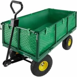 TECTAKE Chariot De Jardin + Bâche Charge Maximum 550 Kg Vert - Vert