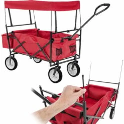 TECTAKE Chariot De Jardin, Remorque à Main Pliable Avec Toit En Bâche - Rouge 9 TECTAKE Chariot De Jardin, Remorque à Main Pliable Avec Toit En Bâche - Rouge -TECTAKE Soldes 2022 7643948 3