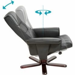 TECTAKE Fauteuil Relax Inclinable Et Pivotant Avec Repose Pied Noir - Pieds En Bois Foncé - Noir/marron -TECTAKE Soldes 2022 7643988 5
