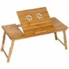 TECTAKE Table De Lit Pour Ordinateur Tablette Liseuse En Bambou Réglable En Hauteur Inclinable & Pliable 72 X 35 X 26 Cm - Marron -TECTAKE Soldes 2022 7644006 1